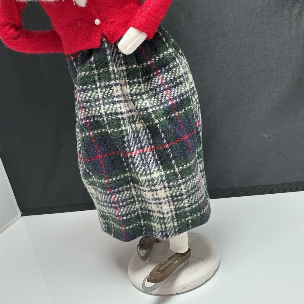 Byers Choice 1993 Limited Edition 53/100 Ice Skater Woman Plaid White Base RARE - Picture 3 of 11